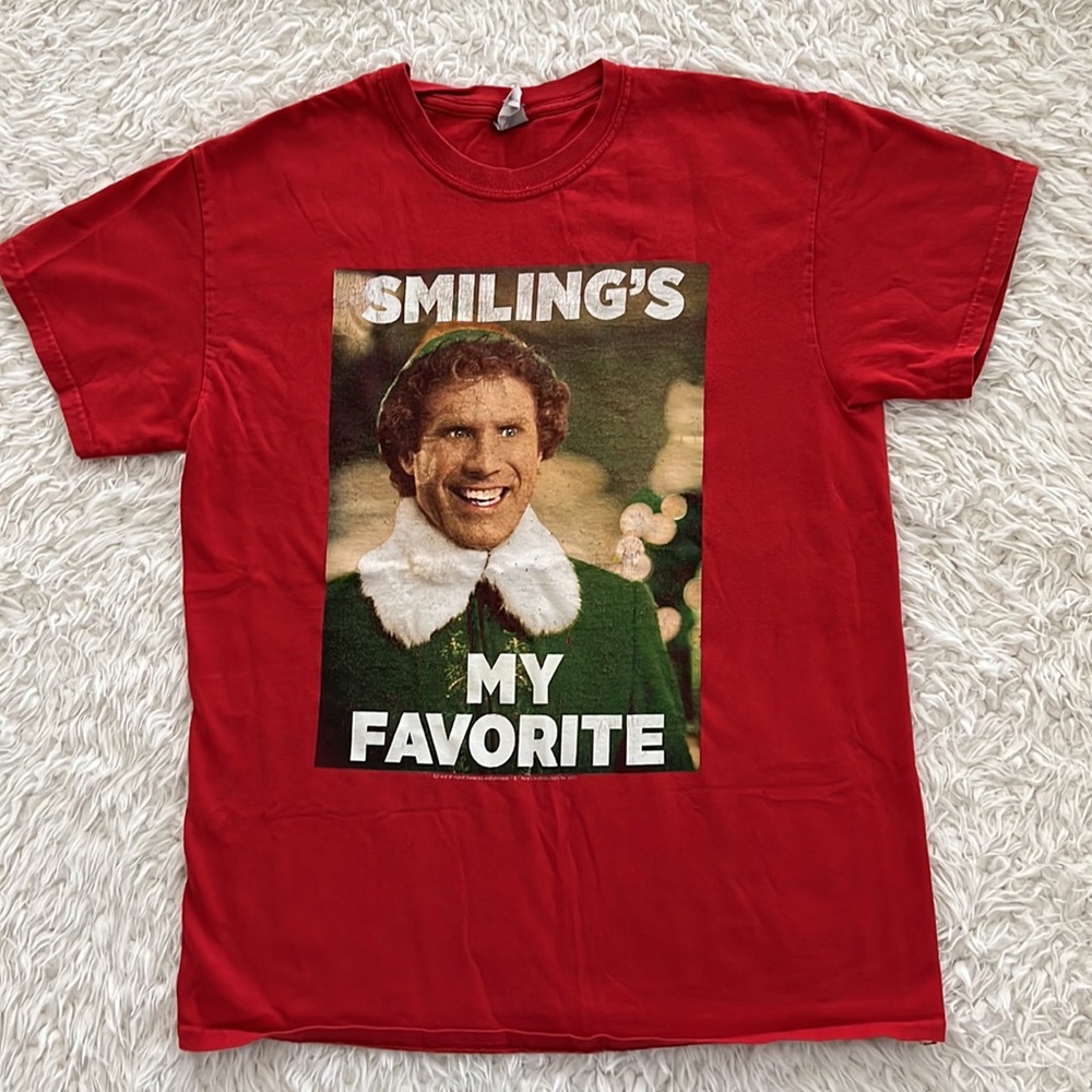 Christmas Elf Smiling's My Favorite Holiday T-Shirt Unisex Size Medium - Picture 6 of 9